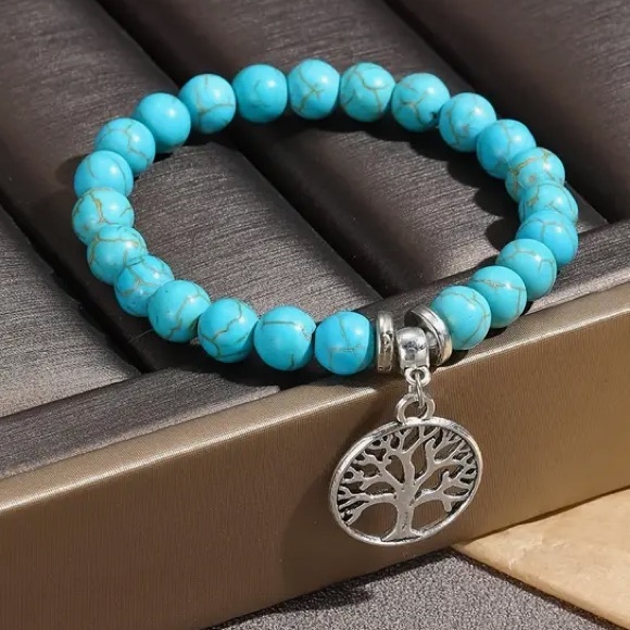 🎁4 for $50🎁 Boho turquoise tree of life pendant beaded bracelet - Picture 3 of 4